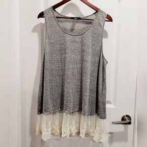 Lace trim tank (3X)